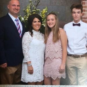 2 piece lace crochet blush skirt set